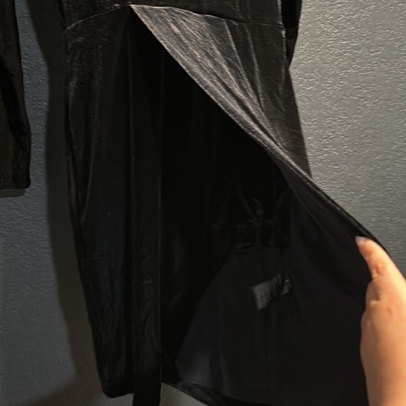 Black Velvet Wrap Dress - Picture 4 of 4